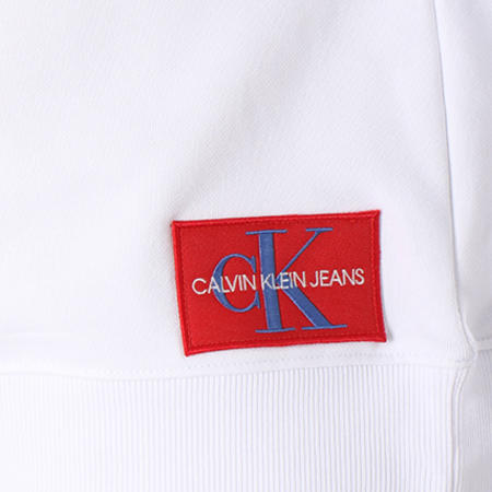 Calvin Klein - Sweat Crewneck Femme Monogram Logo Badge 8047 Blanc
