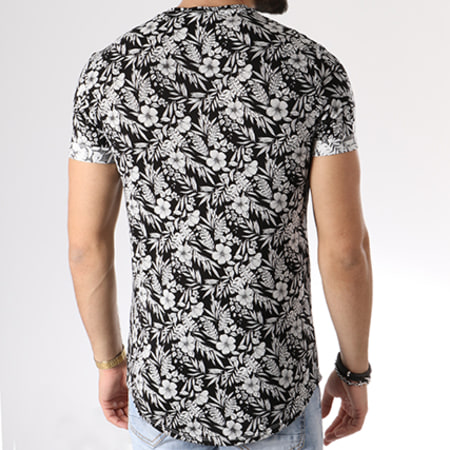 Uniplay - Tee Shirt Oversize UY215 Noir Floral Blanc
