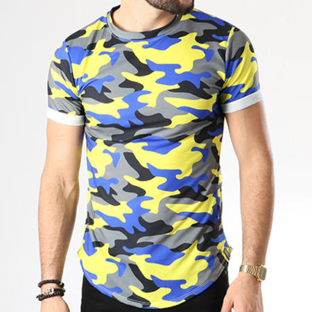 Uniplay - Tee Shirt Oversize T251 Camouflage Vert Kaki Jaune Bleu Roi
