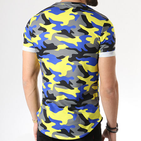 Uniplay - Tee Shirt Oversize T251 Camouflage Vert Kaki Jaune Bleu Roi
