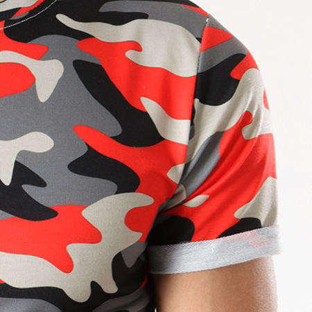 Uniplay - Tee Shirt Oversize T251 Camouflage Rouge Vert Kaki