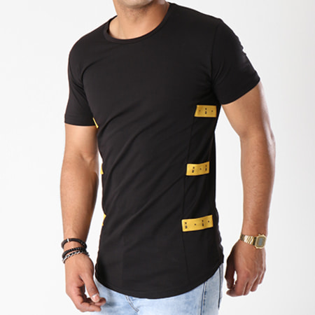 Classic Series - Tee Shirt Oversize Avec Bandes Yellow Noir