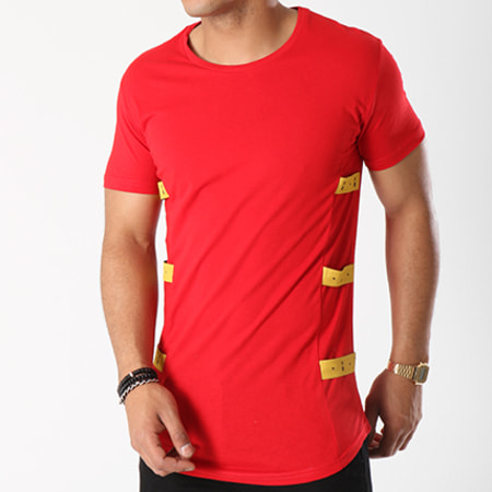 Classic Series - Tee Shirt Oversize Avec Bandes Yellow Rouge