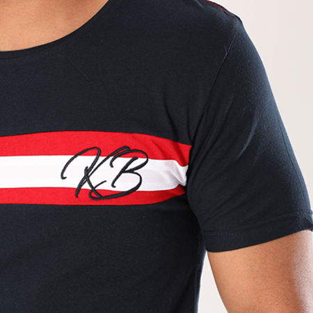 Classic Series - Tee Shirt Avec Bandes KB Bleu Marine Blanc Rouge