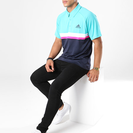 Adidas Sportswear - Polo Manches Courtes Club CB D98739 Bleu Clair Rose Bleu Marine