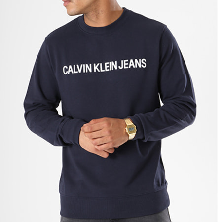 Calvin Klein - Sweat Crewneck Basic Institutional Logo 7757 Bleu Marine