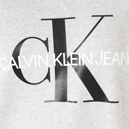 Calvin Klein - Sweat Crewneck Femme Core Monogram Logo 7877 Gris Chiné