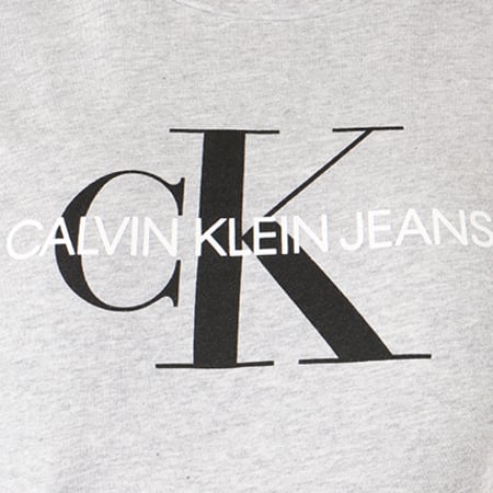 Calvin Klein - Tee Shirt Femme Core Monogram Logo 7878 Gris Chiné