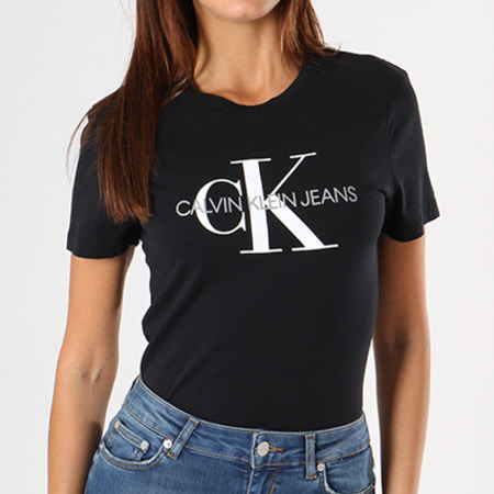 Calvin Klein - Maglietta donna Core Monogram Logo 7878 nero