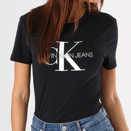 Calvin Klein - Tee Shirt Femme Core Monogram Logo 7878 Noir
