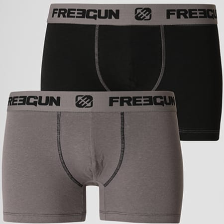 Freegun - Lot De 2 Boxers Ultra Stretch Noir Gris