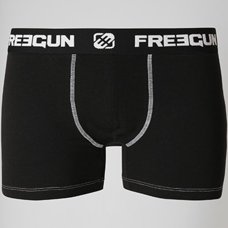 Freegun - Lot De 3 Boxers Coton Bi Stretch Noir Blanc