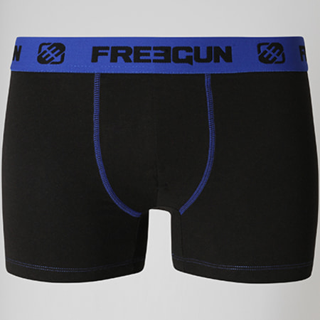 Freegun - Lot De 3 Boxers Coton Bi Stretch Noir Bleu Roi