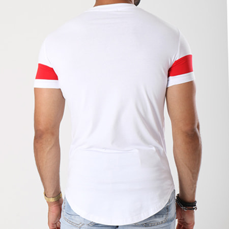 John H - Tee Shirt Oversize Avec Bande 1889 Blanc