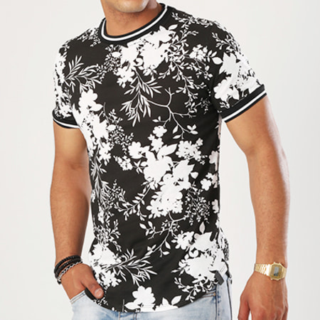 Uniplay - Tee Shirt Oversize G022 Noir Blanc Floral