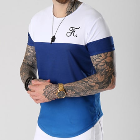 Final Club - Tee Shirt Oversize Dégradé Avec Broderie 079 Blanc Bleu Marine