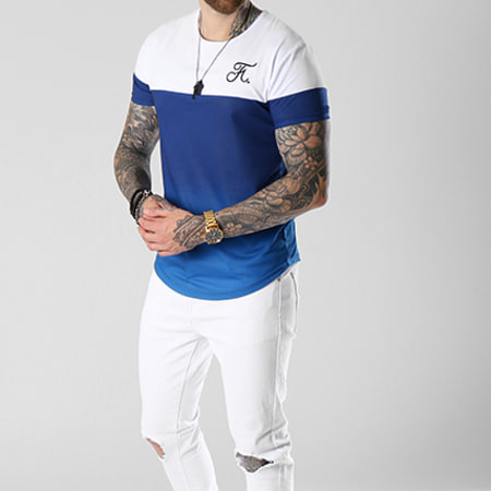 Final Club - Tee Shirt Oversize Dégradé Avec Broderie 079 Blanc Bleu Marine