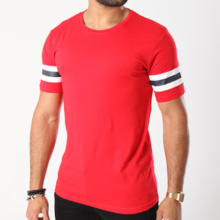 Only And Sons - Tee Shirt Avec Bandes Bertel Rouge