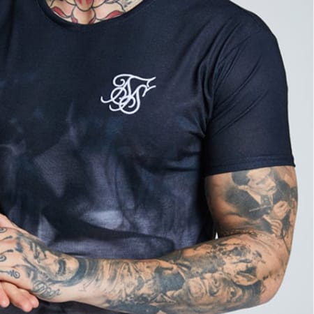 SikSilk - Tee Shirt Oversize Smoke Marl Curved 13178 Noir Gris