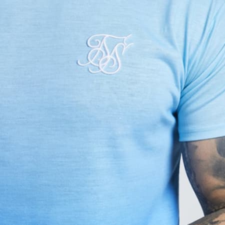 SikSilk - Tee Shirt Oversize Curved Hem Fade 13311 Bleu Clair Dégradé