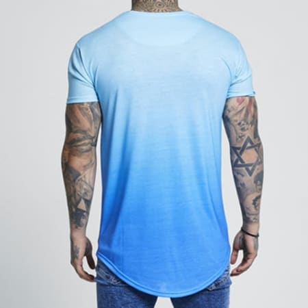 SikSilk - Tee Shirt Oversize Curved Hem Fade 13311 Bleu Clair Dégradé