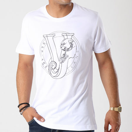 Versace Jeans Couture - Tee Shirt Print B3GRB75K Blanc Noir