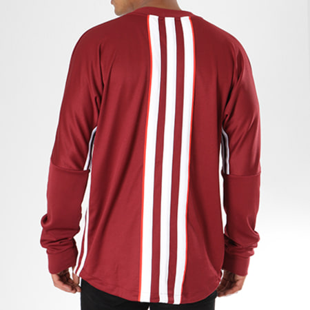 Adidas Originals - Sweat Crewneck Bandes Brodées Authentic Stripe Jersey DJ2868 Bordeaux Blanc