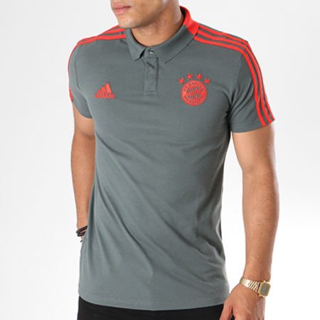 Adidas Performance - Polo Manches Courtes FC Bayern München Co CW7281 Gris Anthracite Rouge