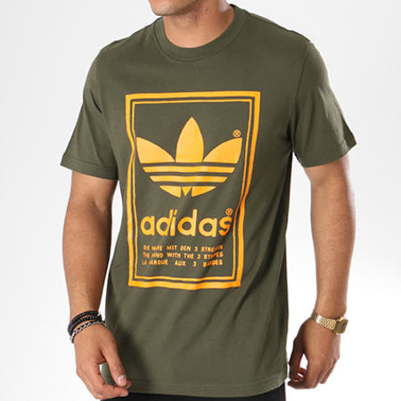 Adidas Originals - Tee Shirt Vintage DJ2718 Vert Kaki Orange