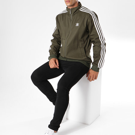 Adidas Originals - Veste Zippée Co Woven DL8640 Vert Kaki Blanc