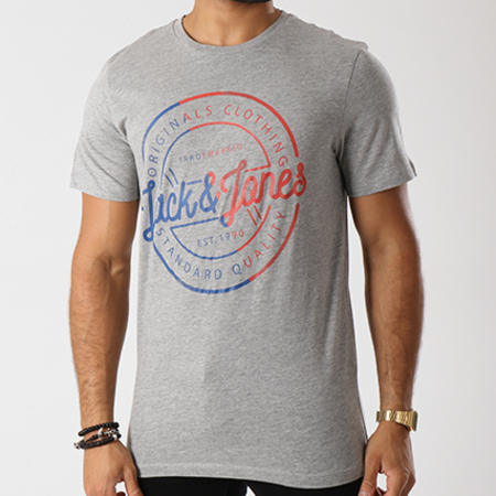 Jack And Jones - Tee Shirt Logo Gris Chiné