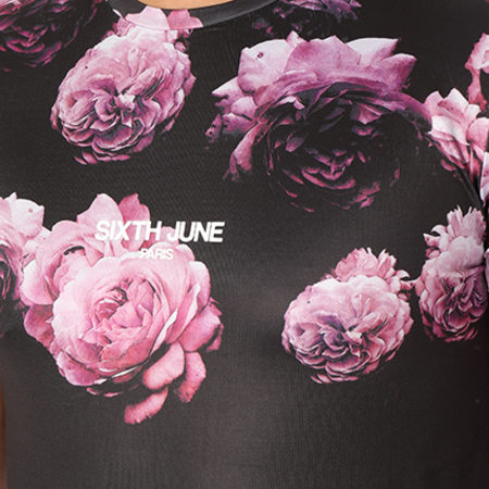 Sixth June - Tee Shirt Oversize Bandes Brodées M3454VTS Noir Floral