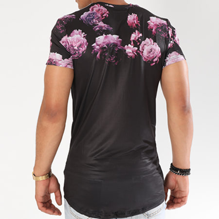 Sixth June - Tee Shirt Oversize Bandes Brodées M3454VTS Noir Floral