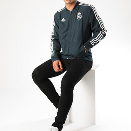 Adidas Sportswear - Veste Zippée Bandes Brodées Real Madrid CW8638 Bleu Marine
