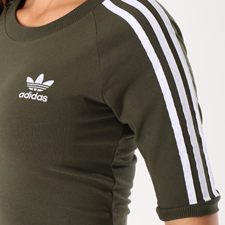 Adidas Originals - Robe Manches Courtes Femme 3 Stripes DH3149 Vert Kaki