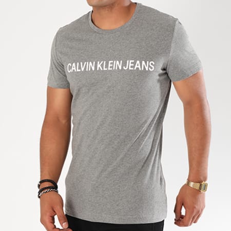 Calvin Klein - Tee Shirt Basic Institutional Logo 7855 Gris Chiné