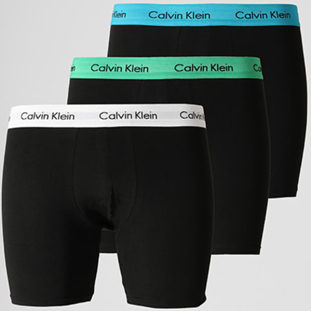 Calvin Klein - Lot De 3 Boxers Cotton Stretch NB1770A Noir Bleu Clair Vert Blanc