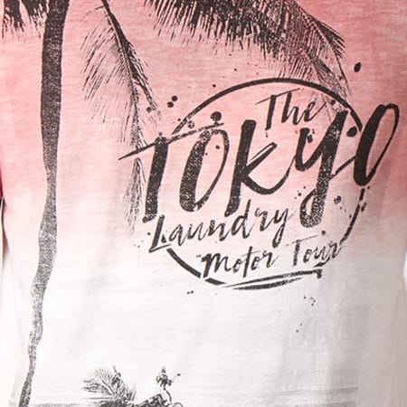 Tokyo Laundry - Tee Shirt Motor Tour Rose Dégradé Blanc