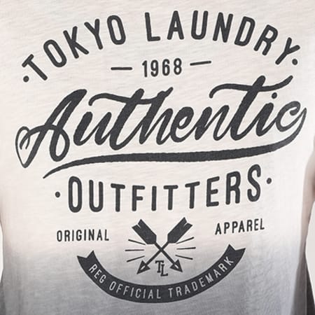 Tokyo Laundry - Tee Shirt Authentic Blanc Dégradé Bleu Marine