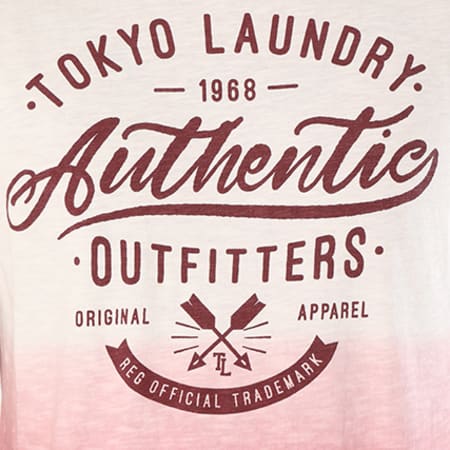Tokyo Laundry - Tee Shirt Authentic Blanc Dégradé Rose