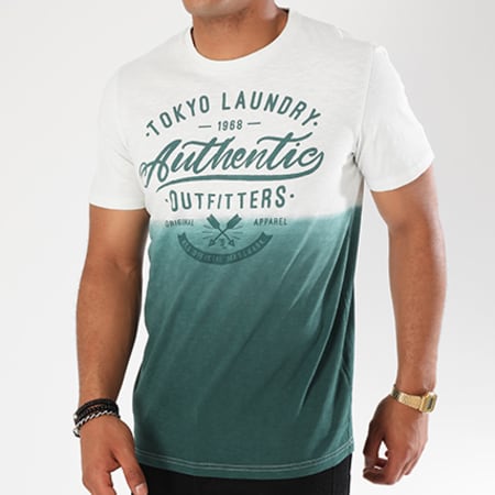 Tokyo Laundry - Tee Shirt Authentic Blanc Dégradé Vert