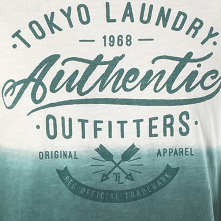 Tokyo Laundry - Tee Shirt Authentic Blanc Dégradé Vert