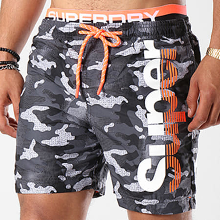 Superdry - Short De Bain State Volley Gris Anthracite Camouflage