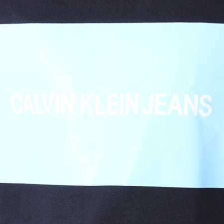 Calvin Klein - Sweat Crewneck Institutional Box Logo 7744 Bleu Marine Bleu Clair