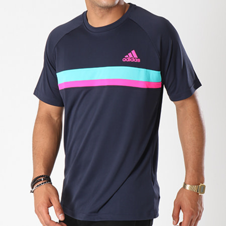 Adidas Sportswear - Tee Shirt De Sport Club C B D93123 Bleu Marine Bleu Turquoise Rose