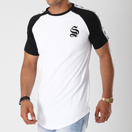 Sinners Attire - Tee Shirt Oversize Bandes Brodées Tape Raglan 596 Blanc Noir