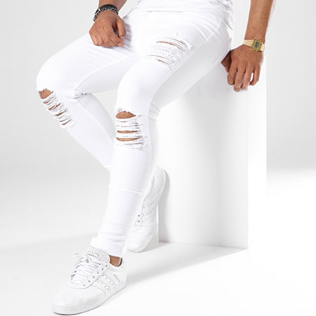 Sinners Attire - Jean Skinny Troué Ripped And Repaired 705 Blanc