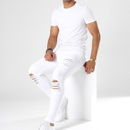 Sinners Attire - Jean Skinny Troué Ripped And Repaired 705 Blanc