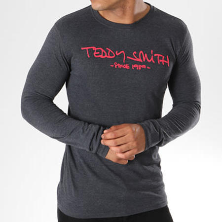 Teddy Smith - Tee Shirt Manches Longues Ticlass 3 Gris Anthracite Chiné 
