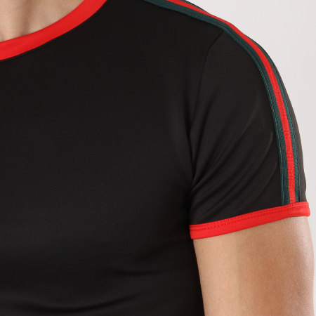 Aarhon - Tee Shirt 206 Avec Bandes Noir Rouge